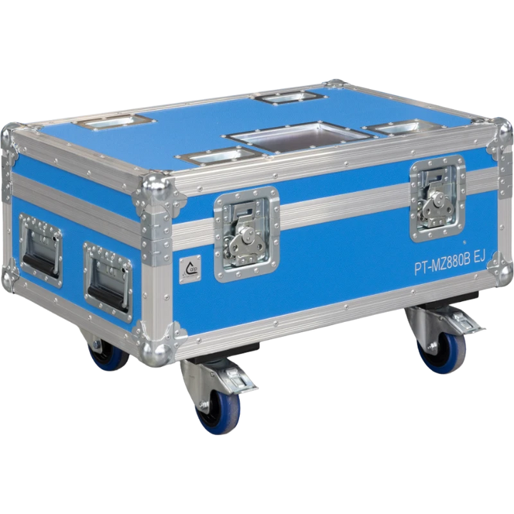 Front view of the professional flight case for Panasonic PT-MZ880B laser projector by ALP Flight Cases