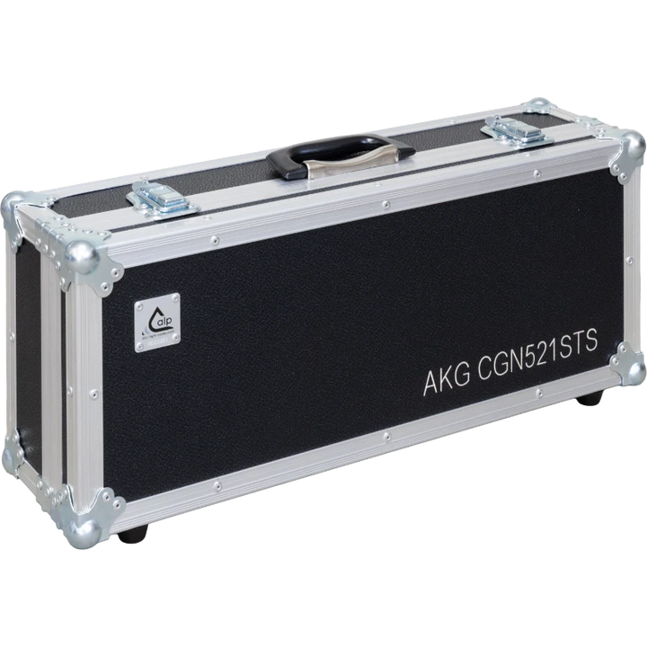 Front view of the professional compact flight case for AKG CGN521STS podium microphone set by ALP Flight Cases