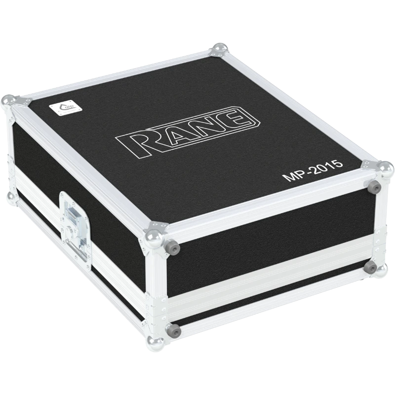 Front view of the professional touring flight case for Rane MP2015 Series II rotary DJ mixer by ALP Flight Cases