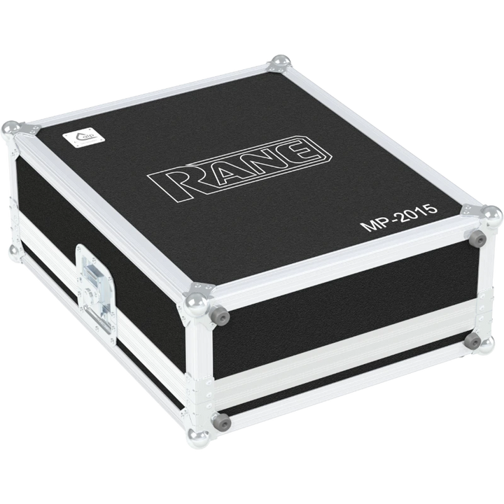 Front view of the professional touring flight case for Rane MP2015 Series II rotary DJ mixer by ALP Flight Cases