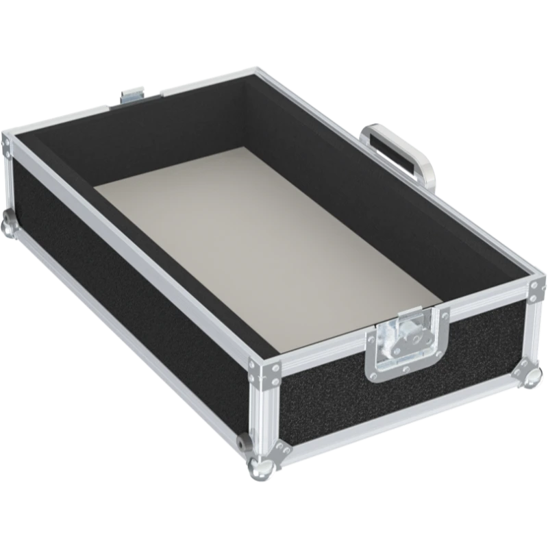 Empty interior of the flight case for Rane Seventy-Two showing precision CNC-cut foam for touchscreen and fader protection