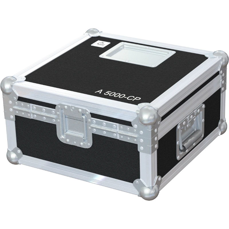 Rear view of the protective road case for Sennheiser A 5000-CP showing 7mm birch plywood and compact hardware