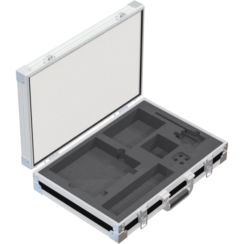 Empty interior of the flight case for Sennheiser G4 showing specialized slots for receiver, mic, and bodypack