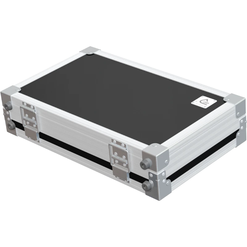 Rear view of the road case for Sennheiser G4 receiver showing 7mm birch plywood and reinforced hardware