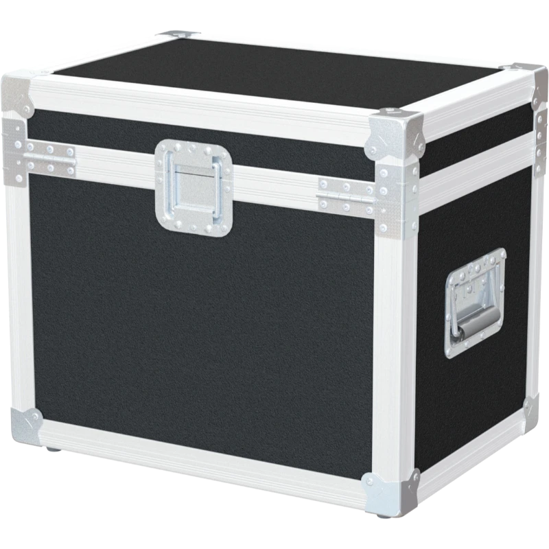 Rear view of the DJ combo road case for Pioneer CDJ and DJM setup showing cable management and 9mm birch plywood