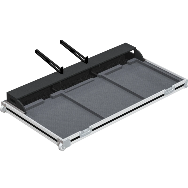 Empty interior of the DJ set flight case showing precision CNC-cut foam for 2x CDJ-2000NXS2 and 1x DJM-900NXS2