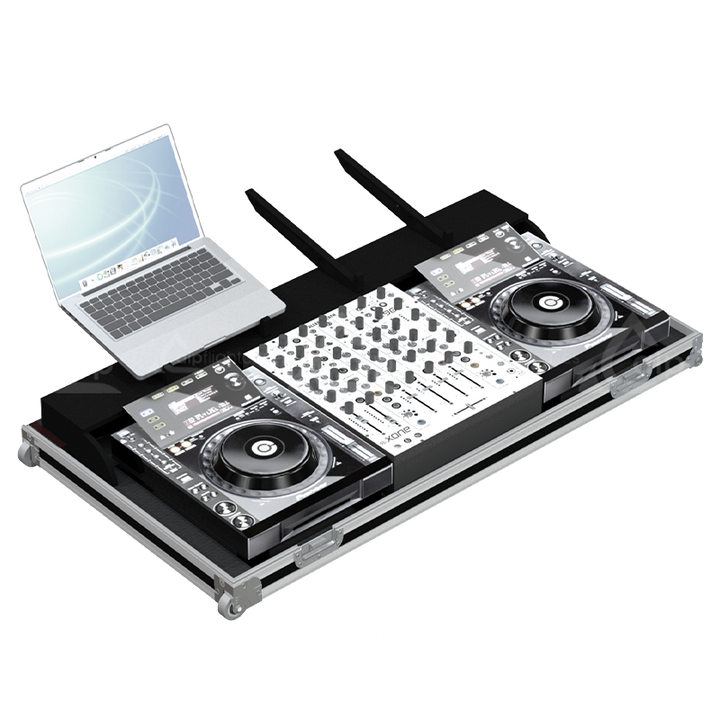 Front view of the professional DJ set flight case for 2x Pioneer XDJ-1000 and 1x Allen & Heath Xone 96 by ALP Flight Cases