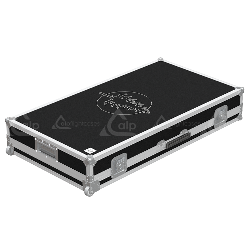Rear view of the DJ combo road case for Pioneer and Xone setup showing cable management and 9mm birch plywood