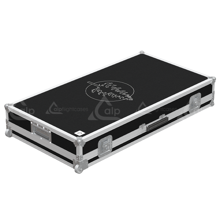 Rear view of the DJ combo road case for Pioneer and Xone setup showing cable management and 9mm birch plywood