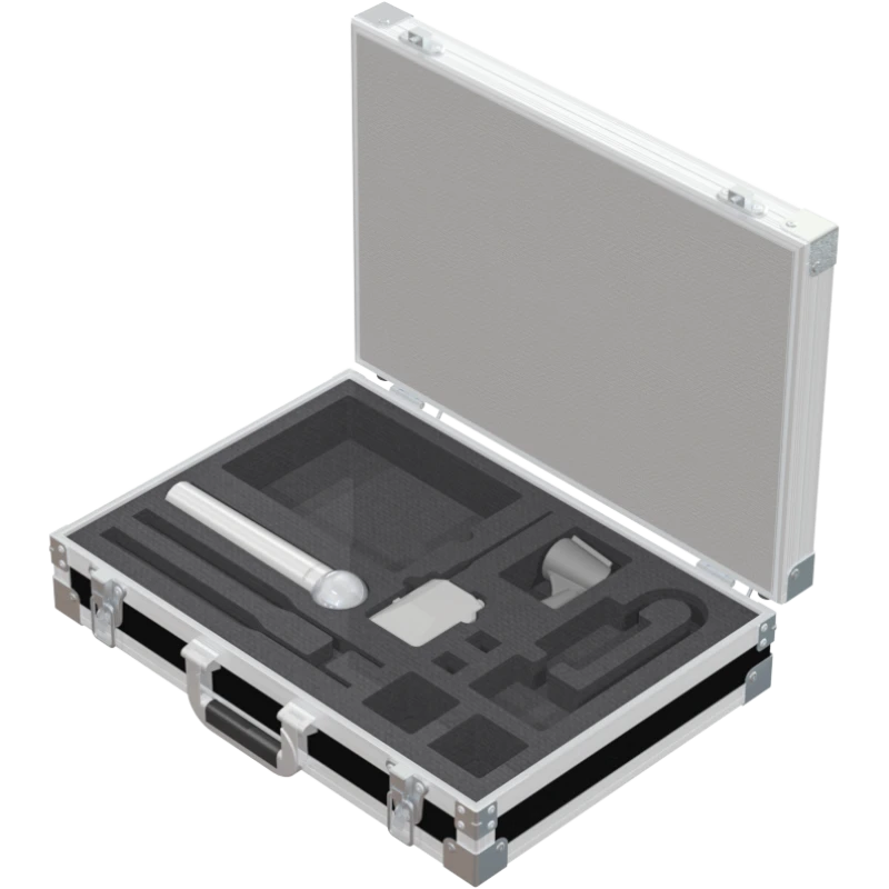 Shure QLXD4 receiver and QLXD2 handheld microphone safely secured inside custom CNC-cut foam interior