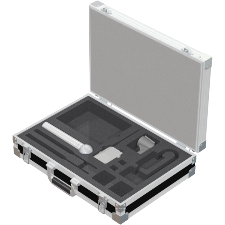 Shure QLXD4 receiver and QLXD2 handheld microphone safely secured inside custom CNC-cut foam interior