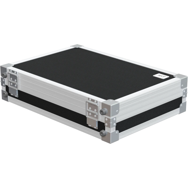 Rear view of the road case for Shure QLXD4 receiver and handheld mic showing 7mm birch plywood construction