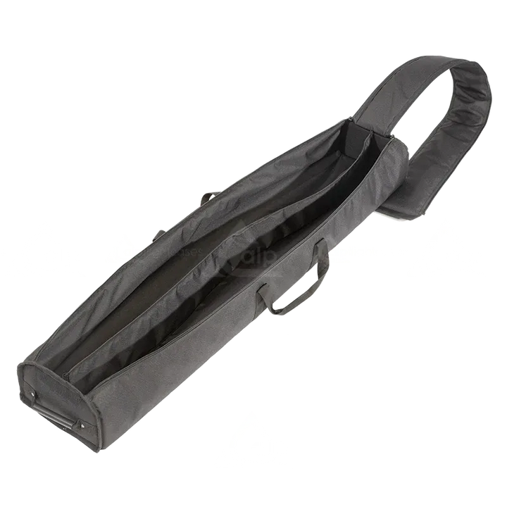 View of the open protective bag without the equipment, highlighting the 11mm foamed Cordura and dual zipper system