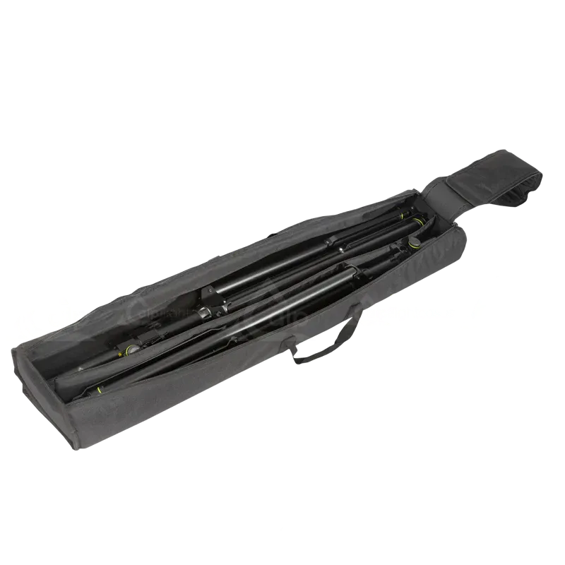 View of the open protective bag with the 2x Gravity SP4722B speaker stands safely packed inside