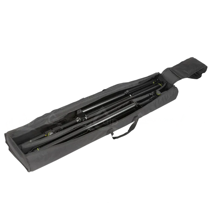 View of the open protective bag with the 2x Gravity SP4722B speaker stands safely packed inside