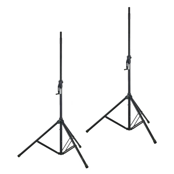 Standalone view of the 2x Gravity SP4722B speaker stands before packing