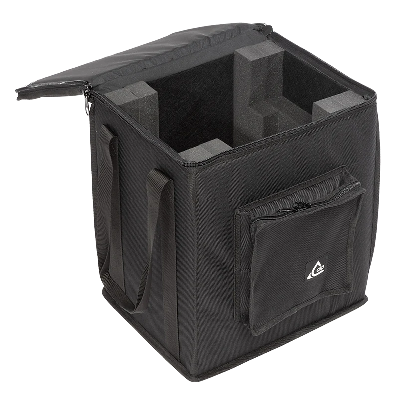 Interior view of the professional bag, highlighting the rigid 3mm CP structure and custom LD 29 foam cavity for the fixture.