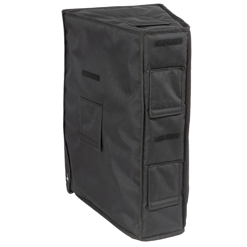Professional speaker cover rear and side view, showcasing access hatches for handles and rear connectors on the ALP cover