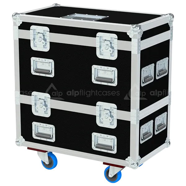 Professional flight case front view, featuring durable construction and high-quality hardware for 12x Leding Solar Zoom RGBW by ALP Flight Cases.