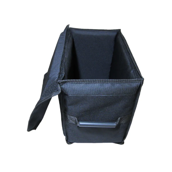 Interior view of the professional bag, highlighting the 11mm foam structure and secure fit for the fog machine.