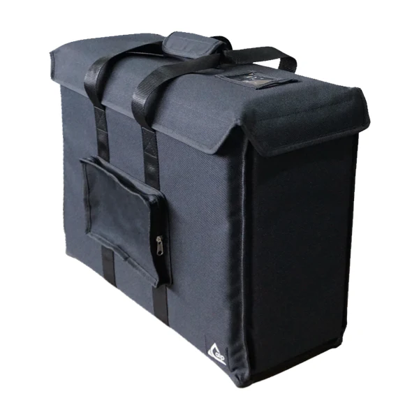 Close-up detail of the heavy-duty 50mm Velcro closure system and carrying handles on the ALP equipment bag