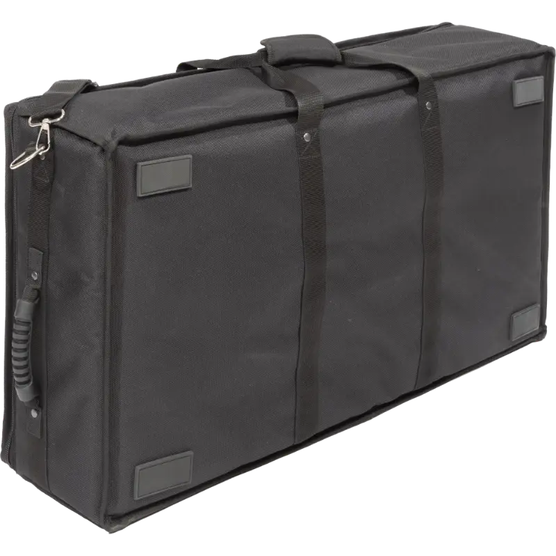 Professional equipment cover rear view, showcasing reinforced finishing borders and silkscreen logos by ALP