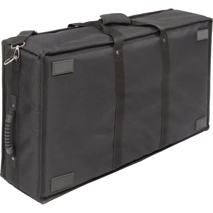 Professional equipment cover rear view, showcasing reinforced finishing borders and silkscreen logos by ALP