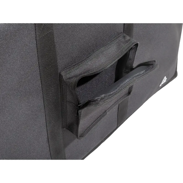 Close-up detail of the heavy-duty 10mm zipper and the 6 reinforced pads on the base of the ALP equipment cover.