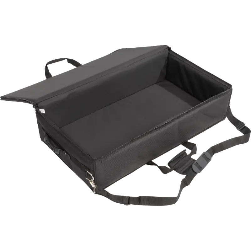 Interior view of the professional cover, highlighting the rigid Platex structure and secure fit for the lighting console