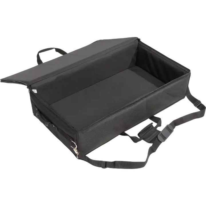 Interior view of the professional cover, highlighting the rigid Platex structure and secure fit for the lighting console