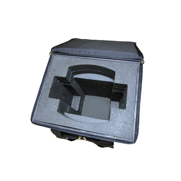 Interior view of the professional bag, highlighting the rigid 3mm CP structure and custom LD 29 foam cavity for the fixture