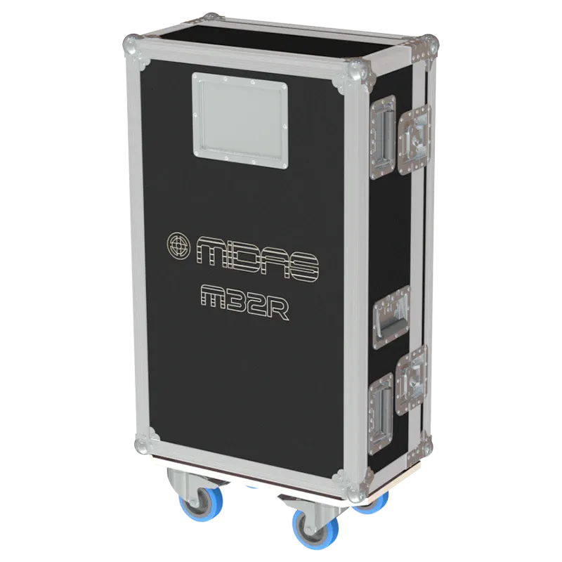 MIDAS M32R - SERIE III - WHEELS LATERAL SIDE VIEW FLIGHT CASE