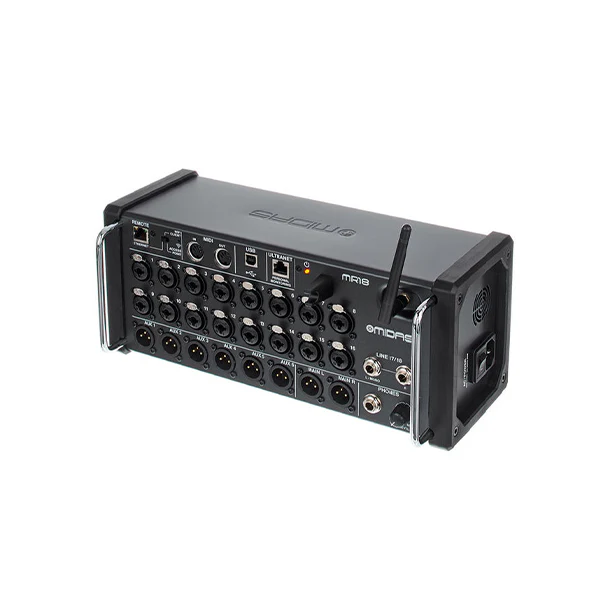 Standalone view of the Midas MR18 digital mixing console before packing