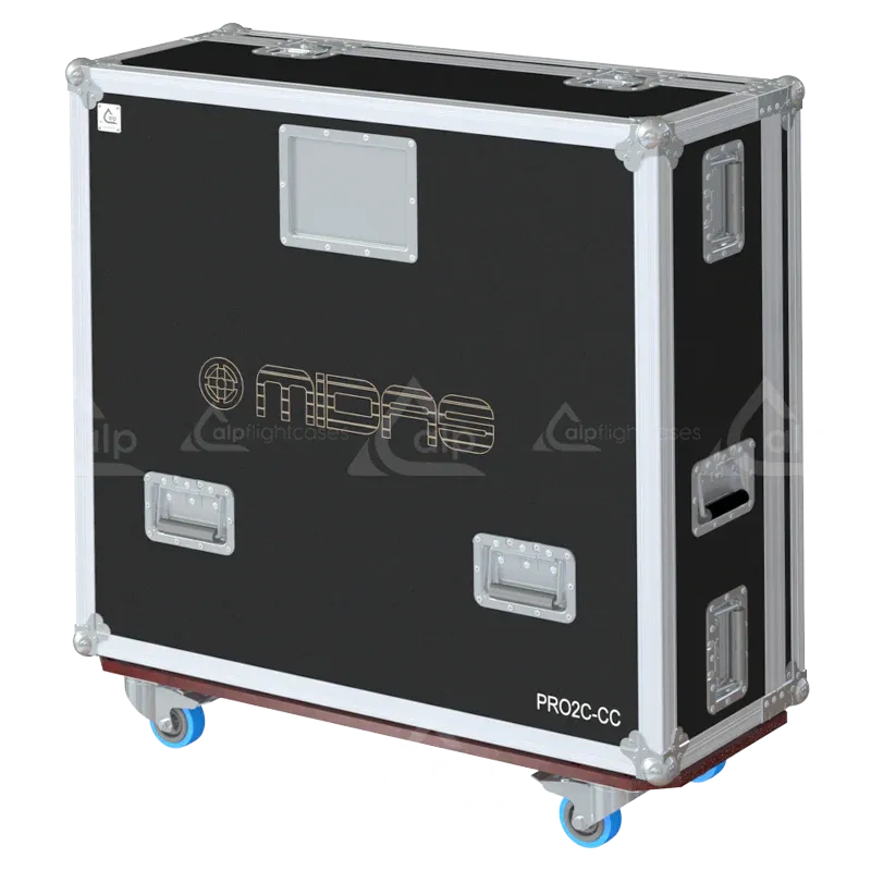 Midas PRO2C-CC Series II Case with Doghouse and Wheels lateral view closed