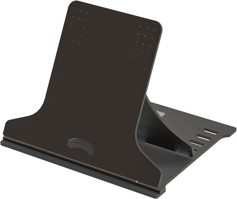 Exterior front view of the ALP Monitor Support designed for 24 to 32 inch displays featuring a brown phenolic finish