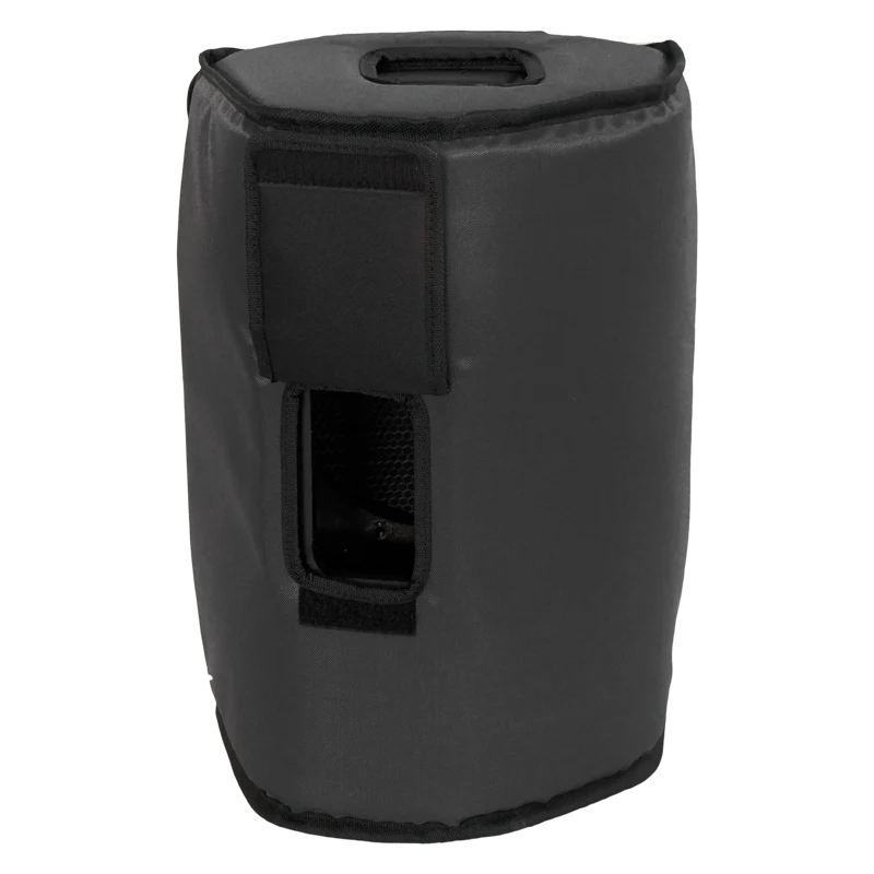Front view of the Nexo P12 protective cover with side flap open showing ready-to-use dynamic Plug & Play operational status