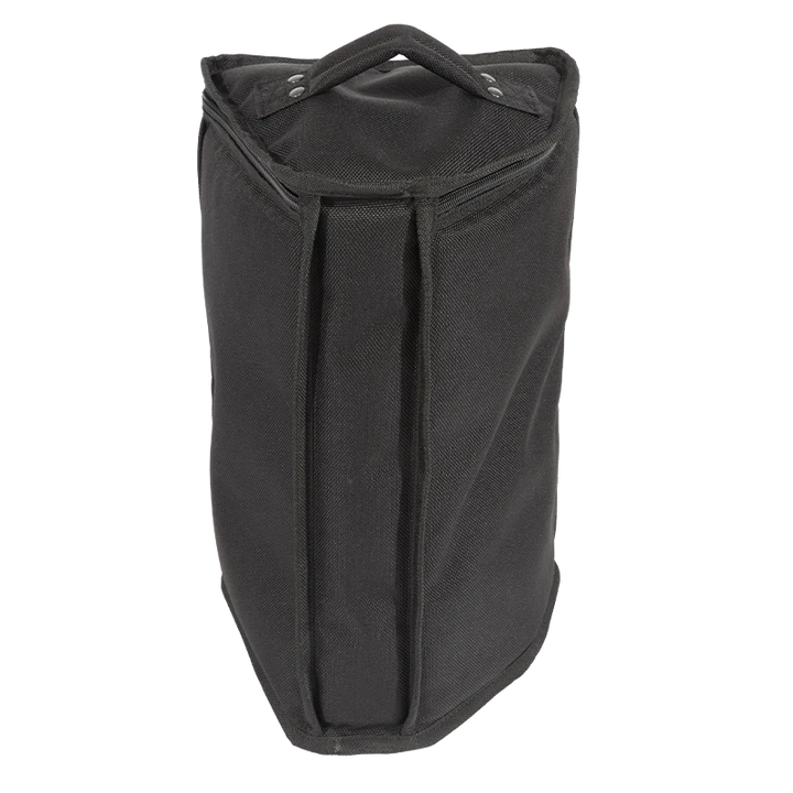 Rear and side view of the protective audio bag showcasing the heavy-duty integrated carrying handle