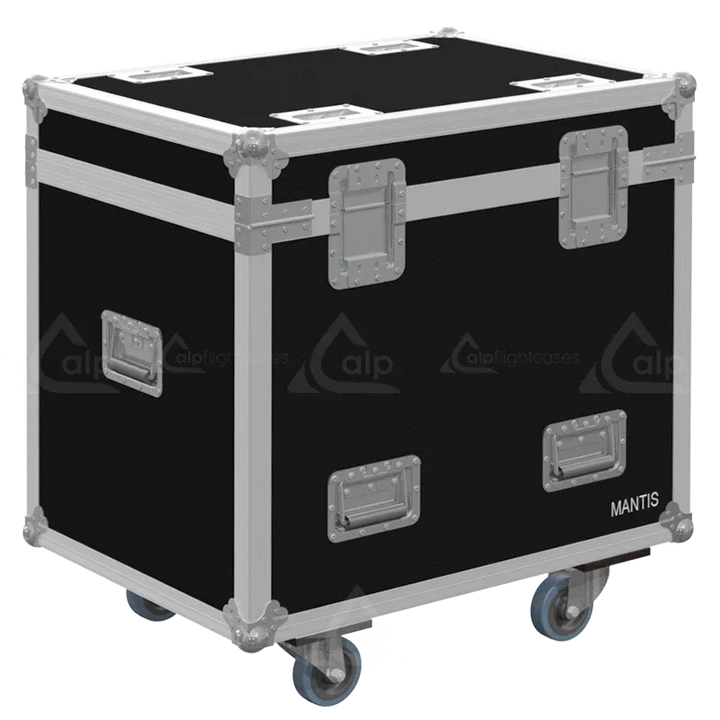 Professional flight case rear view, showcasing structural integrity and touring-grade finishing for Portman lighting by ALP Flight Cases.