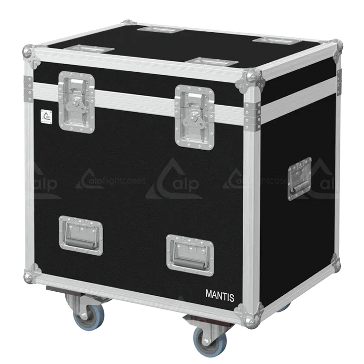 Professional flight case front view, featuring durable construction and high-quality hardware for 2x Portman Mantis by ALP Flight Cases.