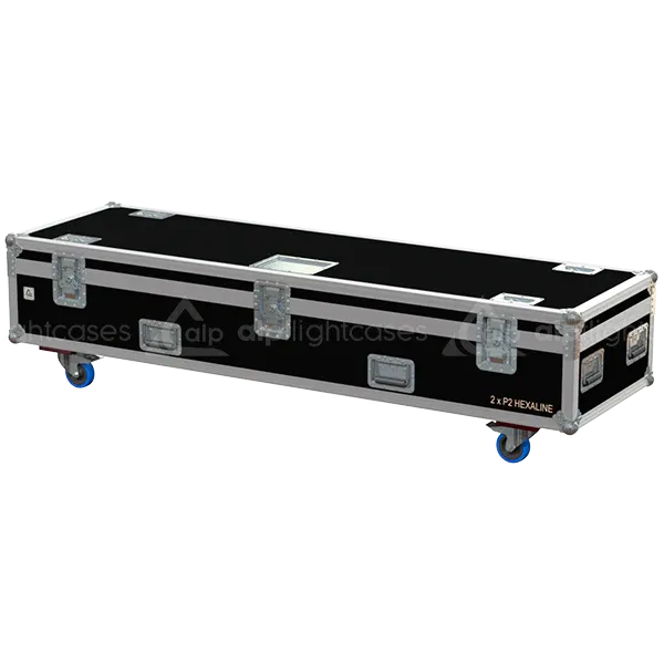Professional flight case front view, featuring durable construction and high-quality hardware for 2x Portman P2 Hexaline by ALP Flight Cases.
