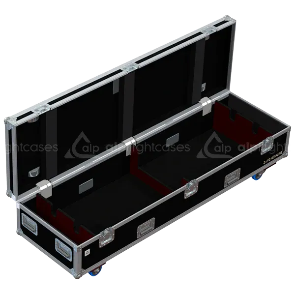 Empty interior view of the professional flight case, highlighting the precision-engineered compartment for fixture housing.