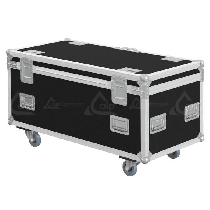 Professional flight case rear view, showcasing structural integrity and touring-grade finishing for Portman lighting by ALP Flight Cases.