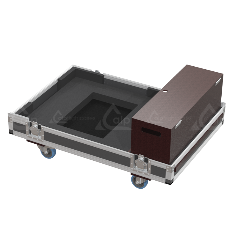 Open view of the projector flight case interior highlighting the custom shock-absorbing foam lining precisely engineered for the Epson EB-L1505U chassis