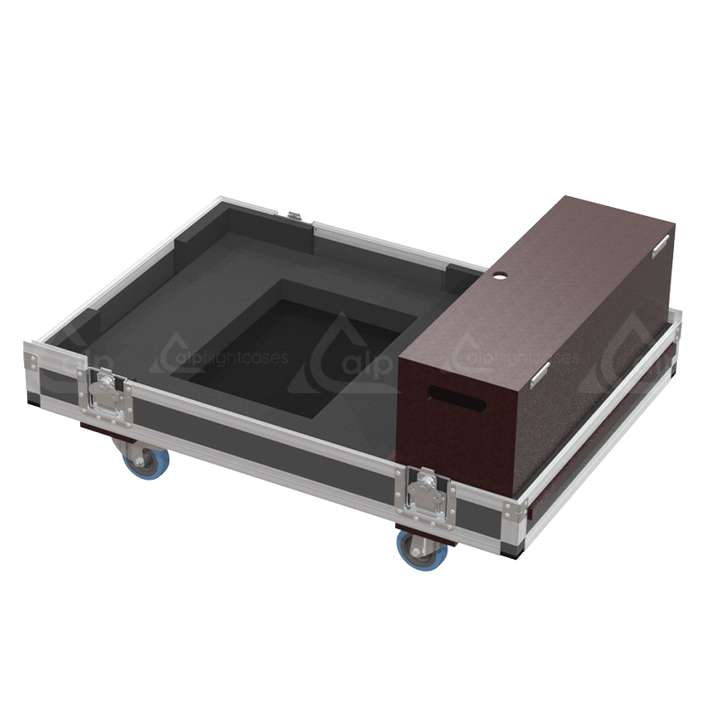 Open view of the projector flight case interior highlighting the custom shock-absorbing foam lining precisely engineered for the Epson EB-L1505U chassis