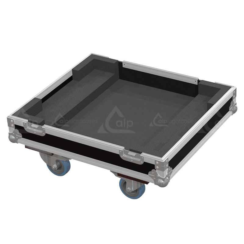 Open view of the projector flight case interior highlighting the custom shock-absorbing foam lining precisely engineered for the Epson EB-L1750U optics and chassis