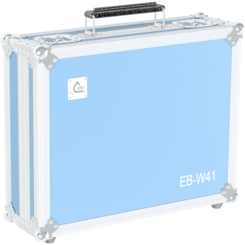 Exterior front view of the professional Epson EB-W41 projector flight case featuring 7mm Birch Plywood, durable PVC finish, and black leather-look handle by ALP Flight Cases