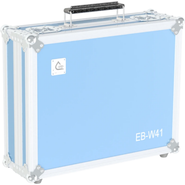 Exterior front view of the professional Epson EB-W41 projector flight case featuring 7mm Birch Plywood, durable PVC finish, and black leather-look handle by ALP Flight Cases