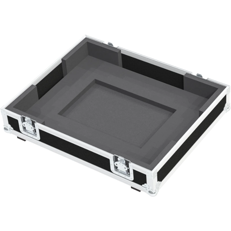 Open view of the projector flight case interior highlighting the custom shock-absorbing foam lining precisely engineered for the NEC NC1000C optics and chassis