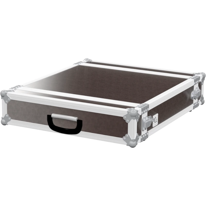 Front view of the professional Rack 2D STD 19 inch 2U 450mm depth flight case by ALP Flight Cases