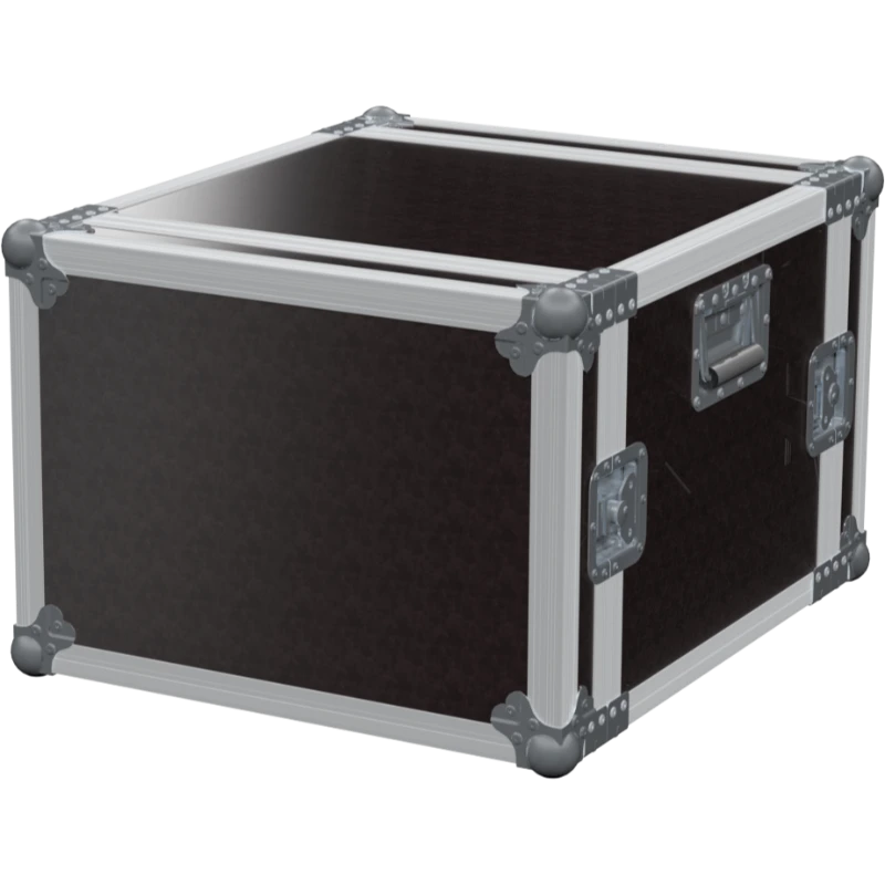 Front view of the professional Rack 2D STD 19 inch 8U 450mm depth flight case by ALP Flight Cases